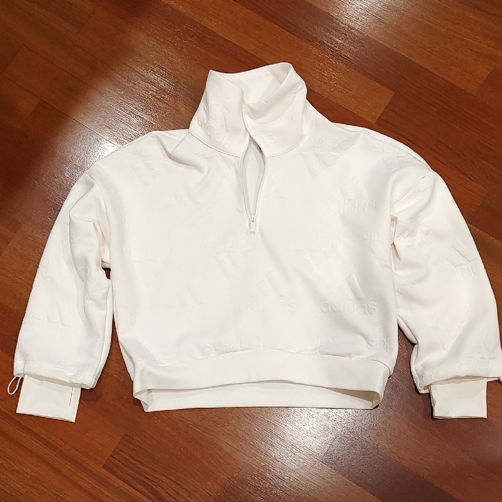 Adidas Cream Zip-Up Womens Sweater